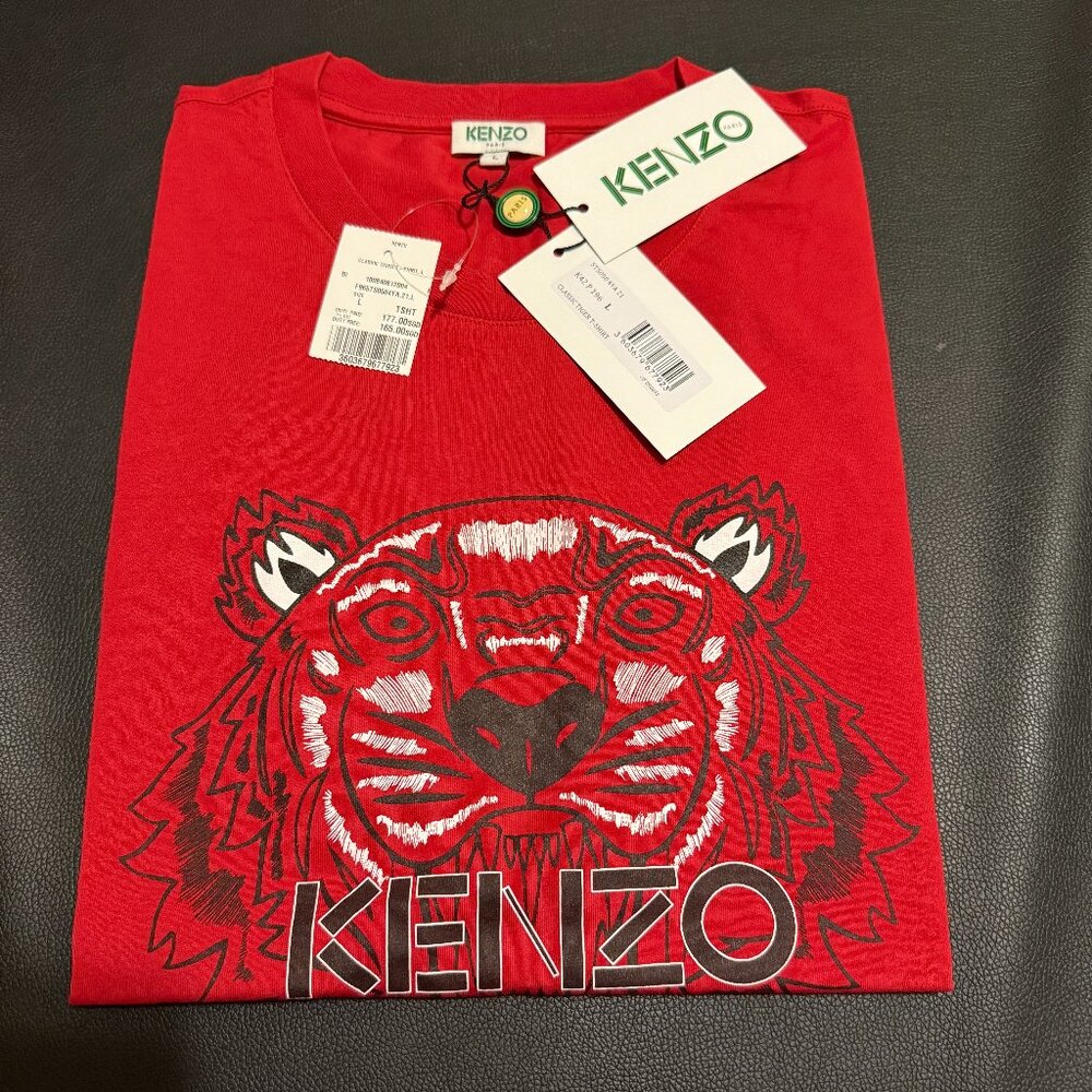 Kenzo Paris Red Tiger Print T-Shirt - Men’s Large